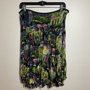 VTG Lynn Ritchie 100% silk Paris print skirt small y2k artsy novelty travel